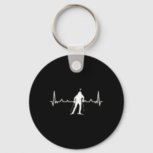 Biathlon Heartbeat Cross-country Ski Winter Sports Key Ring