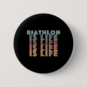 Biathlon Is Life Retro Colour Words 6 Cm Round Badge