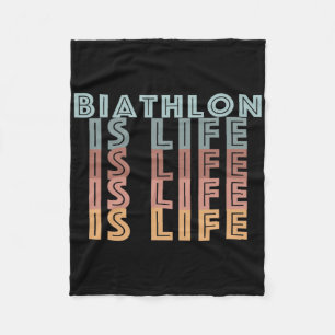 Biathlon Is Life Retro Colour Words Fleece Blanket