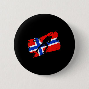 Biathlon Norway Flag Norweigan Cross Country Skiin 6 Cm Round Badge