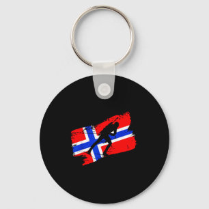 Biathlon norway flag norweigan cross country skiin key ring