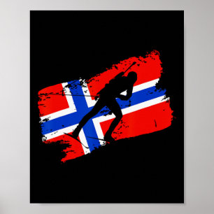 Biathlon Norway Flag Norweigan Cross Country Skiin Poster