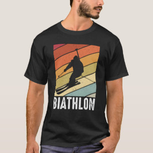 Biathlon retro winter sports biathlete skier mount T-Shirt