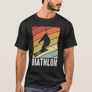 Biathlon retro winter sports biathlete skier mount T-Shirt