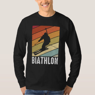Biathlon retro winter sports biathlete skier mount T-Shirt