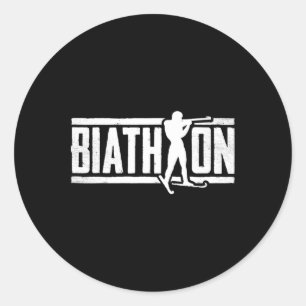 Biathlon Shooting Sport Target Skiing Competition Classic Round Sticker