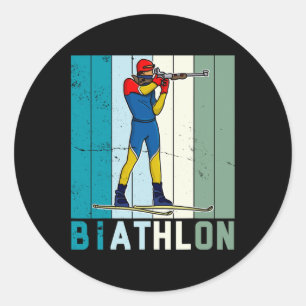 Biathlon Ski Skier Cross-country Ski Trail 6  Classic Round Sticker