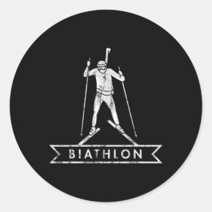 Biathlon Ski Skiing Skier Mountains Outfit Classic Round Sticker