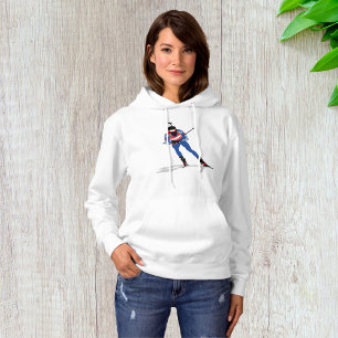 Biathlon Skier Winter Sports Athlete in Action Hoodie