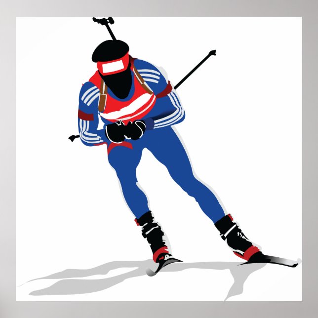 Biathlon Skier Winter Sports Athlete in Action Poster (Front)