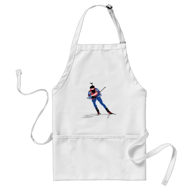 Biathlon Skier Winter Sports Athlete in Action Standard Apron (Front)