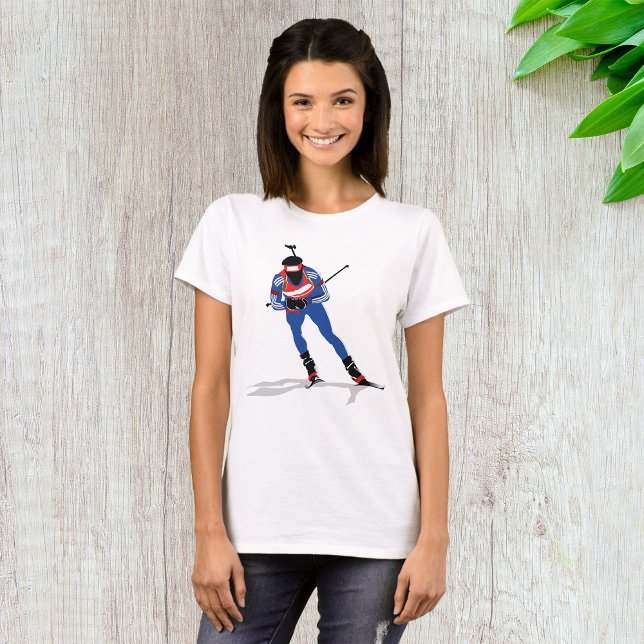 Biathlon Skier Winter Sports Athlete in Action T-Shirt (Creator Uploaded)