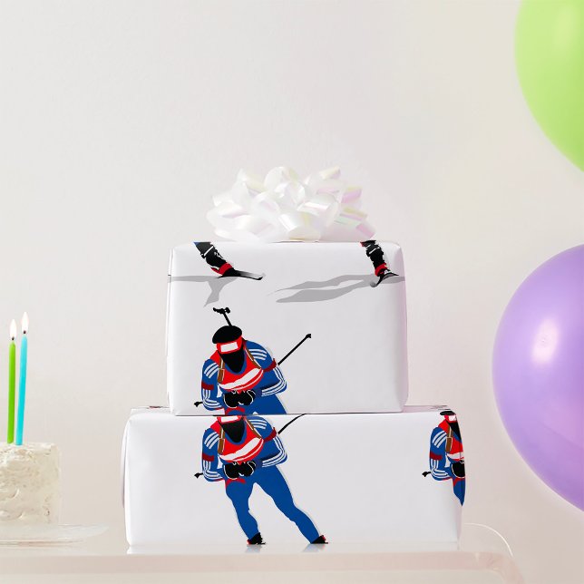 Biathlon Skier Winter Sports Athlete in Action Wrapping Paper (Creator Uploaded)