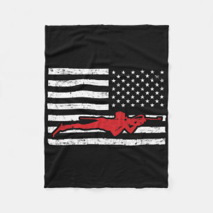 Biathlon Sports Marathon Skiing Us American Flag B Fleece Blanket