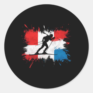 Biathlon Winter Sport Skiing Riffle Shooting Biath Classic Round Sticker
