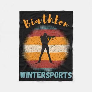 Biathlon Winter Sports Cross-country Skiing Rifle  Fleece Blanket