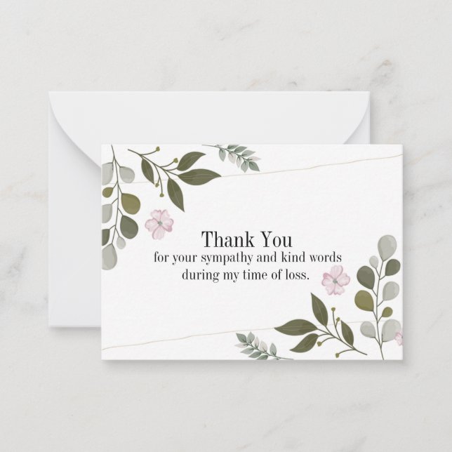 Bib Flower And Leaf Thank You Card (Front)