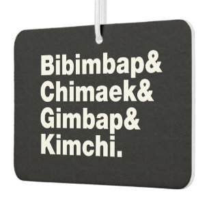 Bibimbap & Chimaek & Gimbap & Kimchi. Korean Foods Car Air Freshener