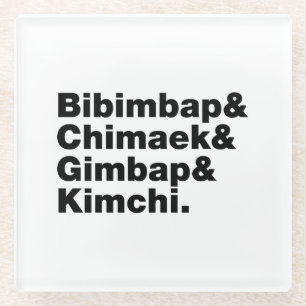 Bibimbap & Chimaek & Gimbap & Kimchi. Korean Foods Glass Coaster