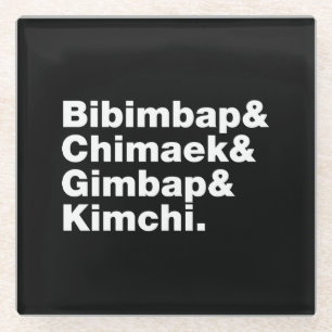 Bibimbap & Chimaek & Gimbap & Kimchi. Korean Foods Glass Coaster