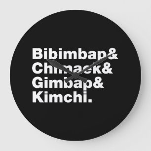 Bibimbap & Chimaek & Gimbap & Kimchi. Korean Foods Large Clock