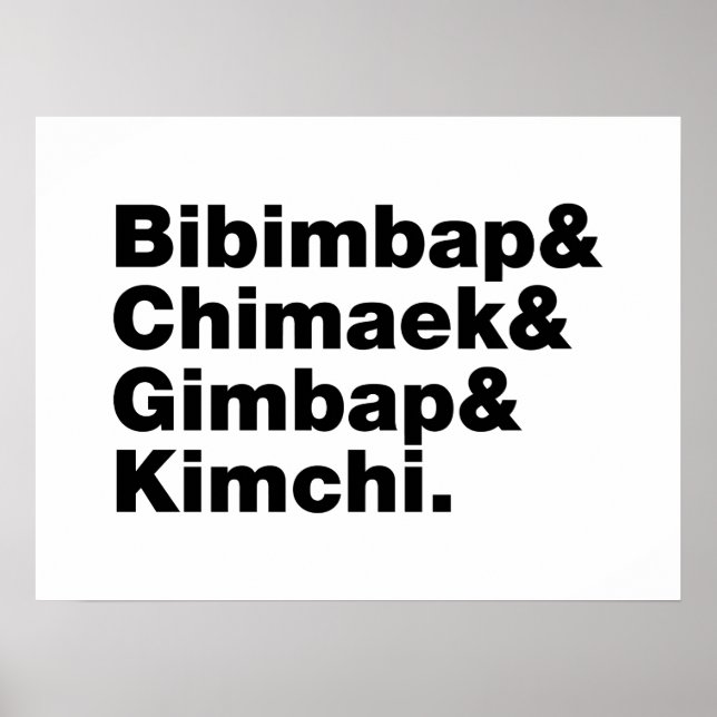 Bibimbap & Chimaek & Gimbap & Kimchi. Korean Foods Poster (Front)