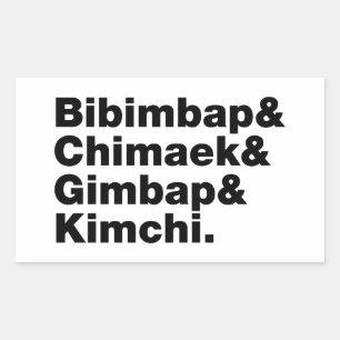 Bibimbap & Chimaek & Gimbap & Kimchi. Korean Foods Rectangular Sticker