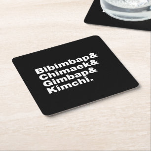 Bibimbap & Chimaek & Gimbap & Kimchi. Korean Foods Square Paper Coaster