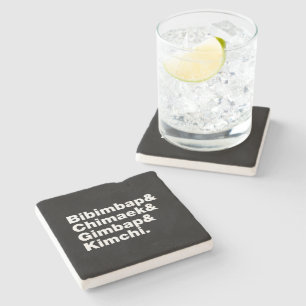 Bibimbap & Chimaek & Gimbap & Kimchi. Korean Foods Stone Coaster