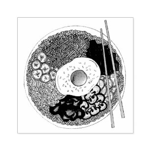 Bibimbap Korean Food Cooking Cuisine Rice Egg Dish Rubber Stamp