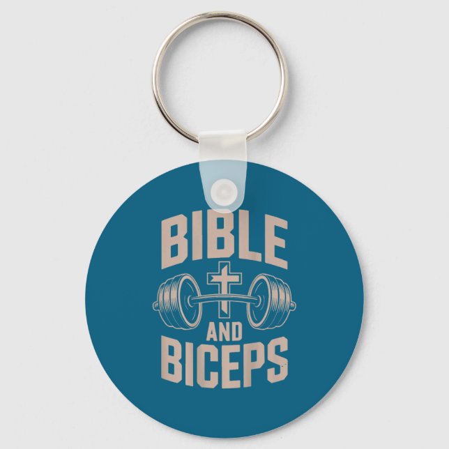 Bible &amp; Biceps Gym Christian Workout Dumbbell  Key Ring (Front)