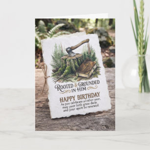Bible and Axe Religious Birthday Card