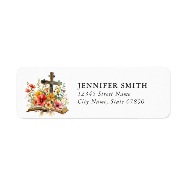 Bible and Cross Return Address Labels (Front)