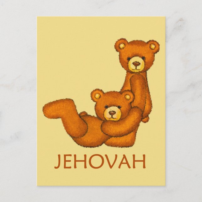 Bible Bears ~ Serve Jehovah Scripture Postcard (Front)