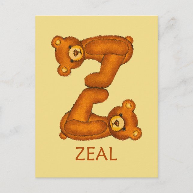 Bible Bears ~ Zeal Scripture ~ Flashcard Postcard (Front)