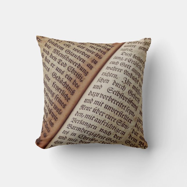 Bible book page writing texture cushion (Front)