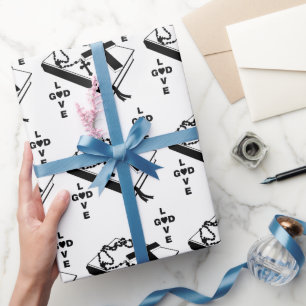 bible cross rosary necklaces love God art Wrapping Paper