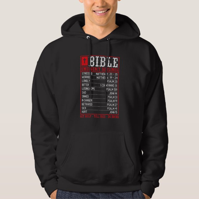 Bible Emergency Hotline Christian Bible Verses Scr Hoodie (Front)