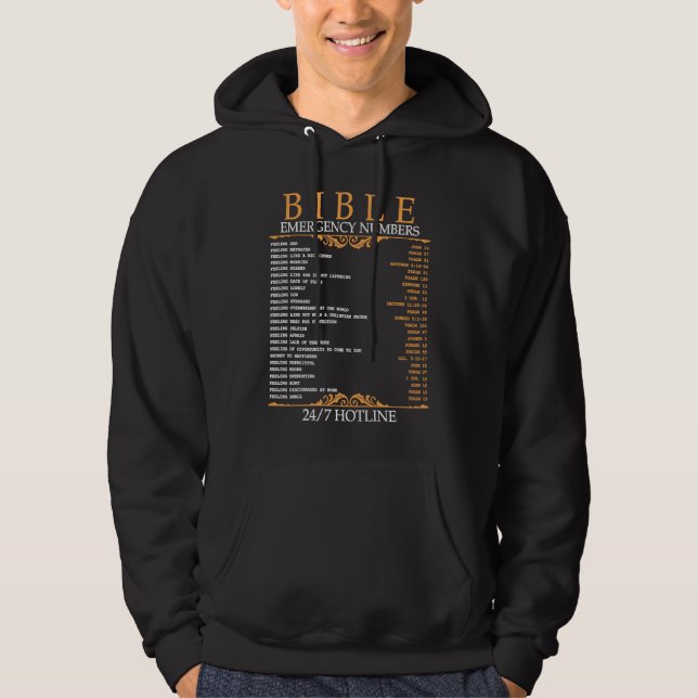 Bible Emergency Hotline Numbers Bible Verse Script Hoodie (Front)