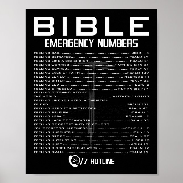 Bible Emergency Hotline Numbers - Cool Christian Poster (Front)