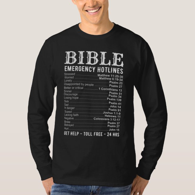 Bible Emergency Hotline Numbers  Cool Christian T-Shirt (Front)
