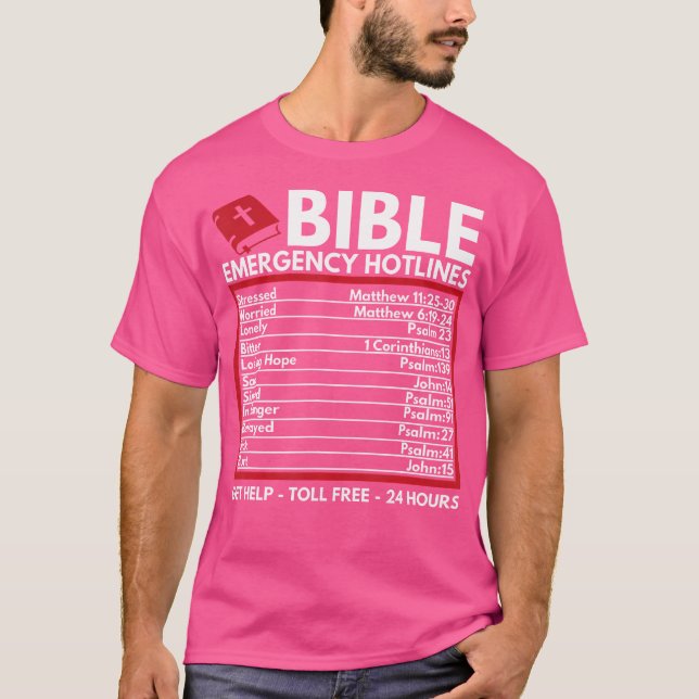 Bible Emergency Numbers - Funny Christian Bible Je T-Shirt (Front)