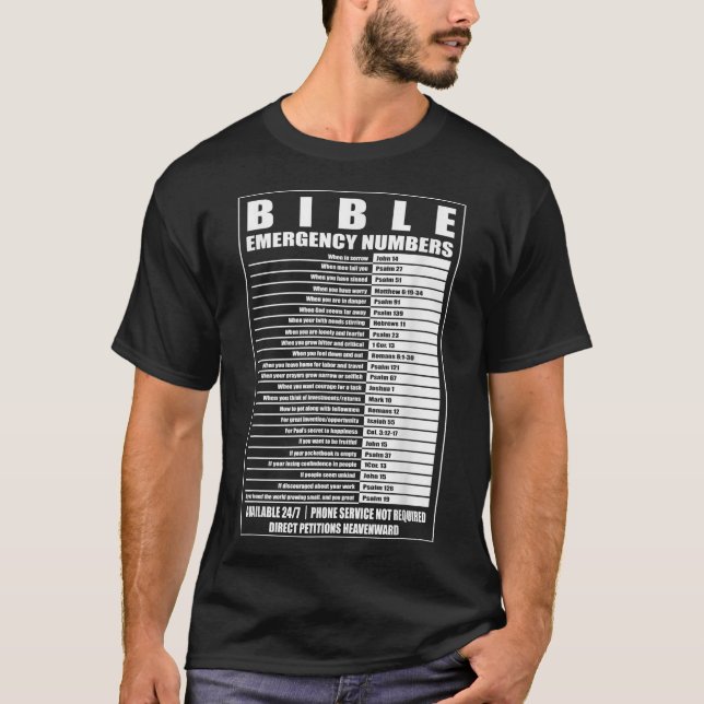 Bible Emergency Numbers  Religious Christian Tee  (Front)