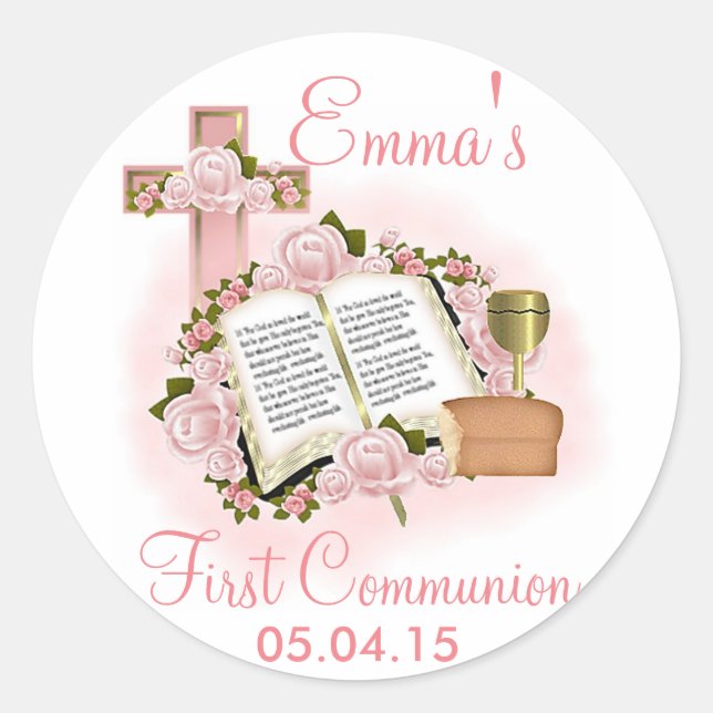 Bible First Communion Stickers - Envelope Seals (Front)