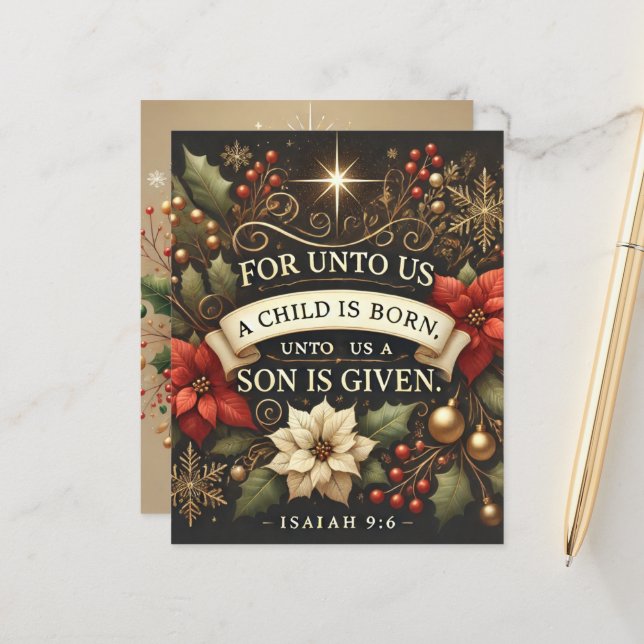 Bible For Unto Us A Child Is Born Scrapbook Paper (Front/Back In Situ)