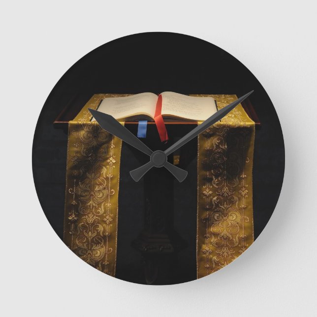 Bible in church round clock (Front)
