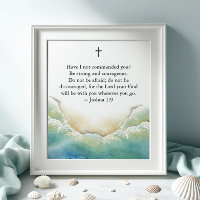 Bible Inspirational Poster with Beach Art