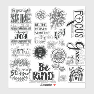 Bible Journaling Faith Joy Doodles Sticker Sheet