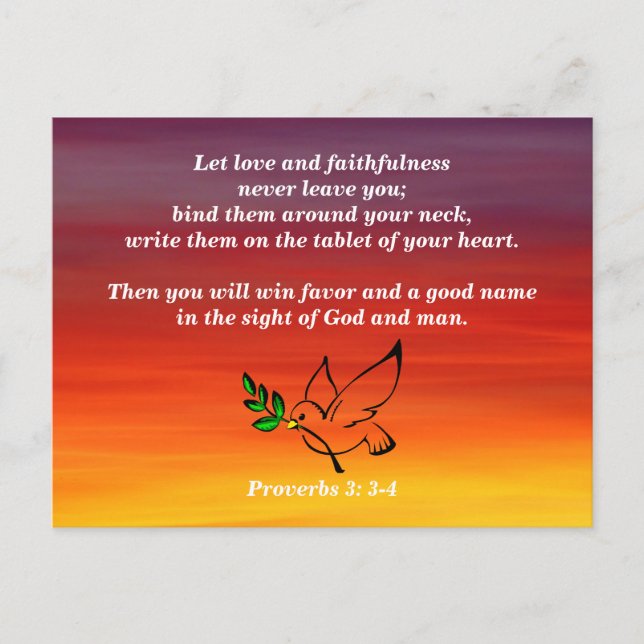 Bible Memory Proverbs 3:3-4 Love & Faithfulness Postcard (Front)