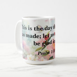 Bible motivational text on floral watercolor coffee mug